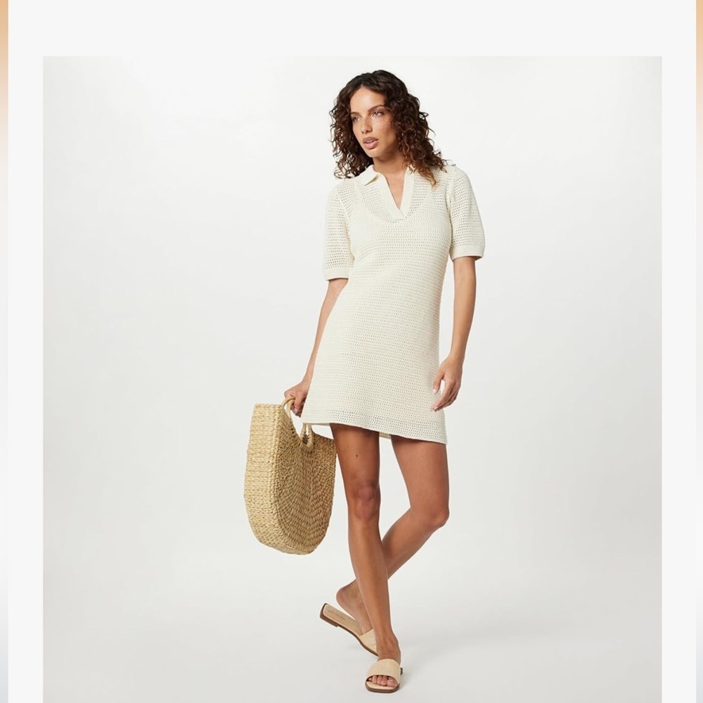 The Drop Mini Dress Medium NWT Womens Melia Collared Crochet Micro MSRP $79.90